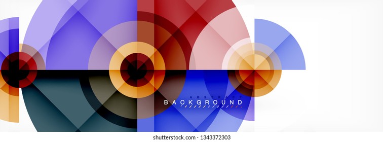 Minimal geometric circles and triangles abstract background, techno modern design, poster template, vector design