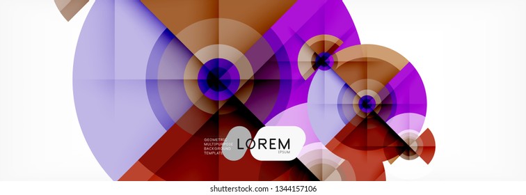 Minimal geometric circles and triangles abstract background, techno modern design, poster template, vector design