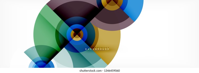 Minimal geometric circles and triangles abstract background, techno modern design, poster template, vector design