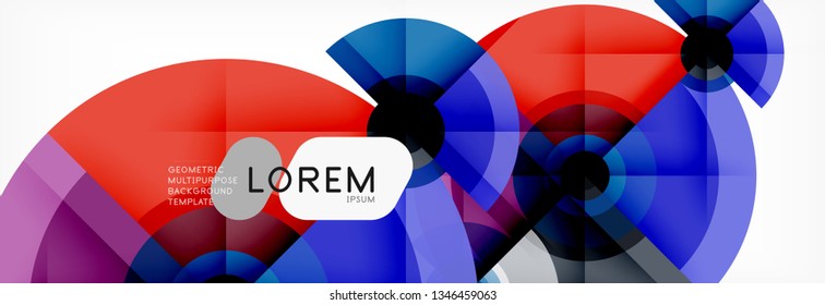 Minimal geometric circles and triangles abstract background, techno modern design, poster template, vector design