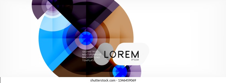 Minimal geometric circles and triangles abstract background, techno modern design, poster template, vector design