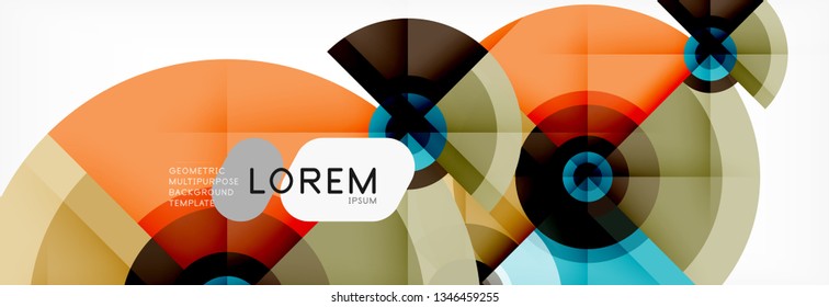 Minimal geometric circles and triangles abstract background, techno modern design, poster template, vector design