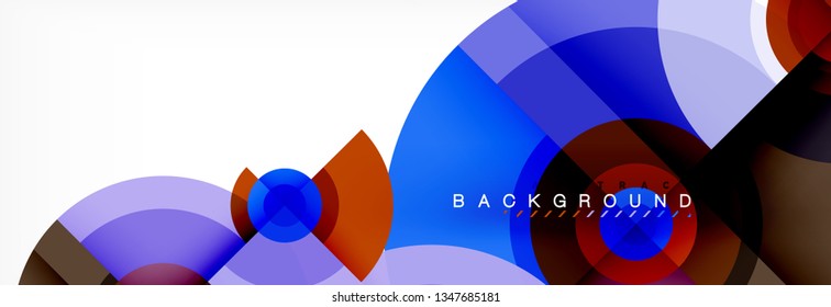 Minimal geometric circles and triangles abstract background, techno modern design, poster template, vector design