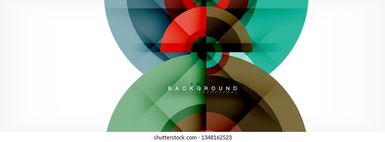 Minimal geometric circles and triangles abstract background, techno modern design, poster template, vector design