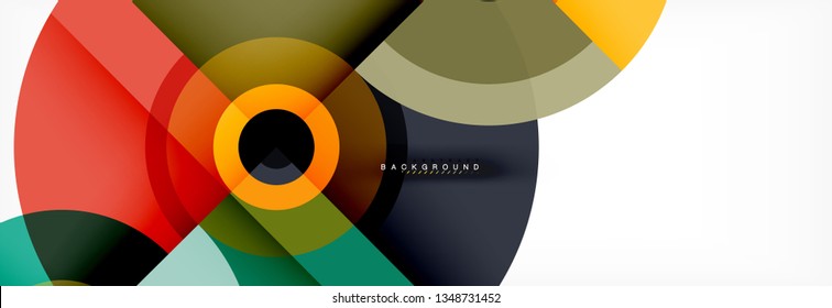 Minimal geometric circles and triangles abstract background, techno modern design, poster template, vector design