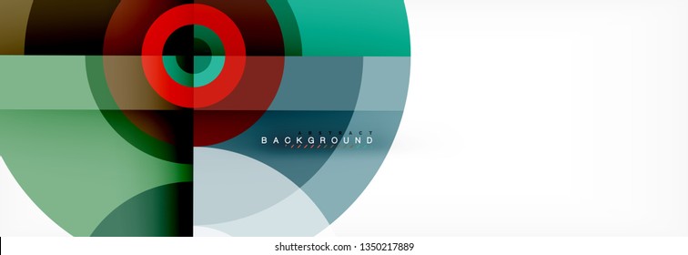 Minimal geometric circles and triangles abstract background, techno modern design, poster template, vector design