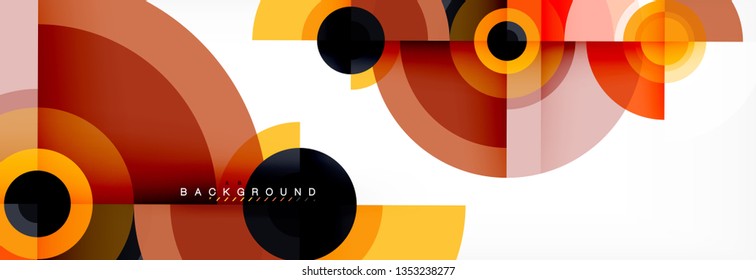 Minimal geometric circles and triangles abstract background, techno modern design, poster template, vector design