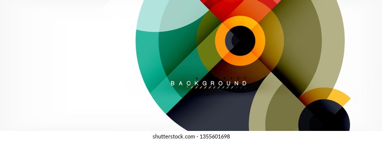 Minimal geometric circles and triangles abstract background, techno modern design, poster template, vector design