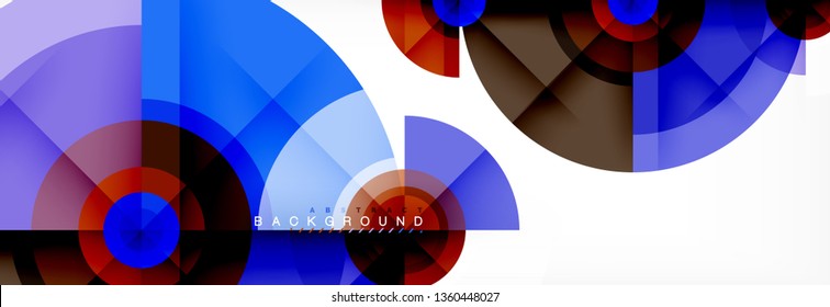 Minimal geometric circles and triangles abstract background, techno modern design, poster template, vector design