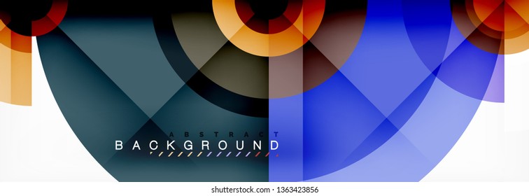 Mínimos círculos geométricos y triángulos de fondo abstracto, diseño tecno moderno, plantilla de afiche, diseño vectorial