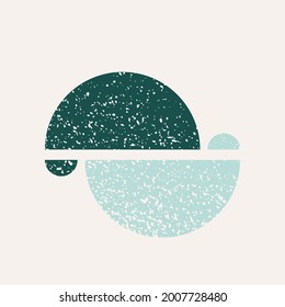 Minimal geometric composition. Semi circles in balance with grunge texture. Vector illustration, flat design