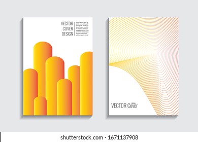 Minimal geometric cover. 3d futuristic concept. Yellow red airy lines. Trendy gradient background. Fluid dynamic template.  Vector digital graphic. Web desing background. Creative graphic elements.