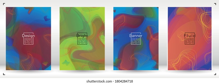 Minimal Geometric Cover Design with Gradient and Abstract Lines, Figures for your Business.  Banner Fluid Rainbow Poster Design, Gradient Effect for Event.