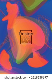 Minimal Geometric Cover Design with Gradient and Abstract Lines, Figures for your Business.  Template Fluid Rainbow Poster Design, Gradient Effect for Disco Party.