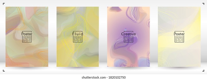 Minimal Geometric Cover Design with Gradient and Abstract Lines, Figures for your Business.  Page Fluid Rainbow Poster Design, Gradient Effect for Identity.