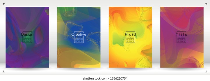 Minimal Geometric Cover Design with Gradient and Abstract Lines, Figures for your Business.  Banner Fluid Rainbow Poster Design, Gradient Effect for Identity.