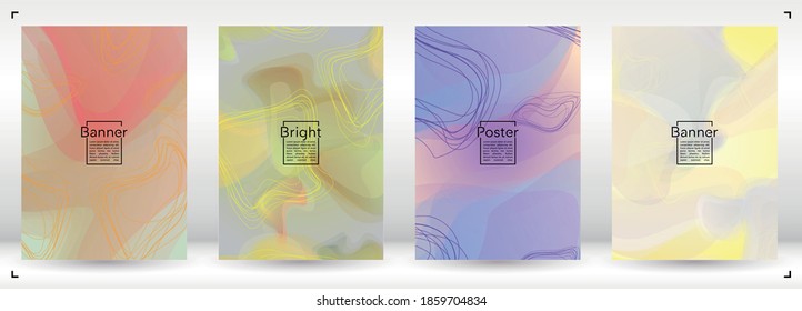 Diseño de cubierta geométrica mínima con líneas de gradiente y abstracto, figuras para su negocio.  Diseño de afiches de arco iris de carátula, efecto gradiente para la promoción de marca.
