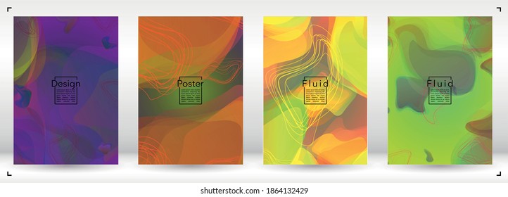 Minimal Geometric Cover Design with Gradient and Abstract Lines, Figures for your Business.  Layout Fluid Rainbow Poster Design, Gradient Effect for Presentation.