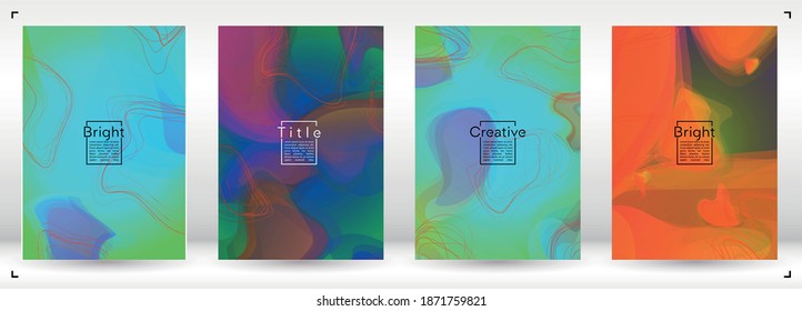 Minimal Geometric Cover Design with Gradient and Abstract Lines, Figures for your Business.  Mockup Fluid Rainbow Poster Design, Gradient Effect for Annual Report.