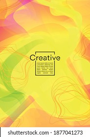 Minimal Geometric Cover Design with Gradient and Abstract Lines, Figures for your Business.  Brochure Fluid Rainbow Poster Design, Gradient Effect for Performance.