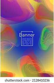 Minimal Geometric Cover Design with Gradient and Abstract Lines, Figures for your Business.  Poster Fluid Rainbow Poster Design, Gradient Effect for Branding.