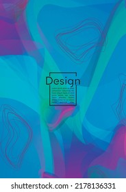 Minimal Geometric Cover Design with Gradient and Abstract Lines, Figures for your Business.  Magazine Fluid Rainbow Poster Design, Gradient Effect for Dj Party.