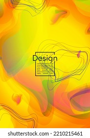 Minimal Geometric Cover Design with Gradient and Abstract Lines, Figures for your Business.  Flyer Fluid Rainbow Poster Design, Gradient Effect for Music Festival.