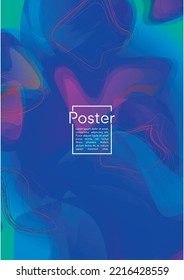 Minimal Geometric Cover Design with Gradient and Abstract Lines, Figures for your Business.  Placard Fluid Rainbow Poster Design, Gradient Effect for Dj Party.