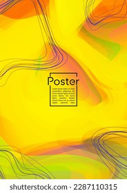 Minimal Geometric Cover Design with Gradient and Abstract Lines, Figures for your Business.  Coverage Fluid Rainbow Poster Design, Gradient Effect for Dj Party.