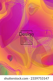 Minimal Geometric Cover Design with Gradient and Abstract Lines, Figures for your Business.  Brochure Fluid Rainbow Poster Design, Gradient Effect for Branding.