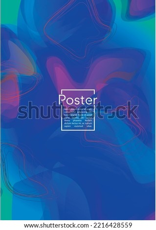 Minimal Geometric Cover Design with Gradient and Abstract Lines, Figures for your Business.  Placard Fluid Rainbow Poster Design, Gradient Effect for Dj Party.