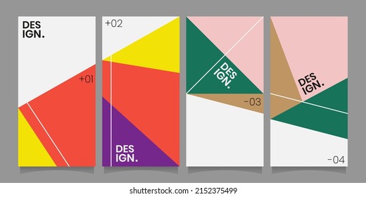 Minimal geometric cover poster background vector collection. Presentation report business banner and social media layout template.
