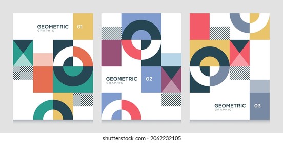 Minimal geometric cover set background. Trendy design. Simple color pattern