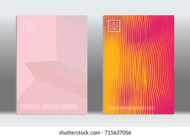 Minimal geometric cover. Vector abstract line pattern for poster design. Set of templates for business brochures. 2d prints for banner background. Graphic pattern for annual album backdrop.