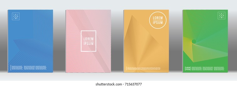 Minimal geometric cover. Vector abstract line pattern for poster design. Set of templates for business brochures. 2d prints for banner background. Graphic pattern for annual album backdrop.