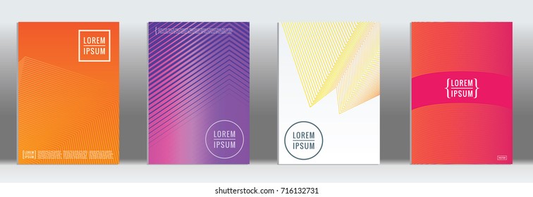 Minimal geometric cover. Vector abstract line pattern for poster design. Set of templates for business brochures. 2d prints for banner background. Graphic pattern for annual album backdrop.