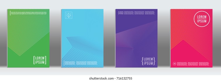 Minimal geometric cover. Vector abstract line pattern for poster design. Set of templates for business brochures. 2d prints for banner background. Graphic pattern for annual album backdrop.