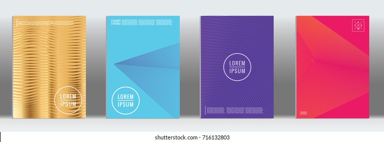 Minimal geometric cover. Vector abstract line pattern for poster design. Set of templates for business brochures. 2d prints for banner background. Graphic pattern for annual album backdrop.