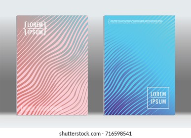 Minimal geometric cover. Vector abstract line pattern for poster design. Set of templates for business brochures. 2d prints for banner background. Graphic pattern for annual album backdrop.