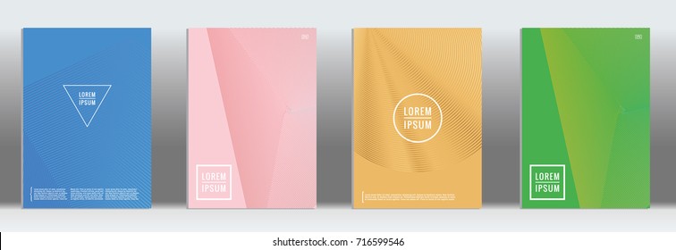 Minimal geometric cover. Vector abstract line pattern for poster design. Set of templates for business brochures. 2d prints for banner background. Graphic pattern for annual album backdrop.