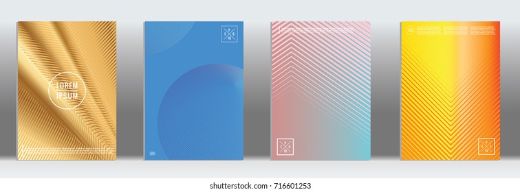 Minimal geometric cover. Vector abstract line pattern for poster design. Set of templates for business brochures. 2d prints for banner background. Graphic pattern for annual album backdrop.