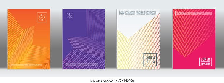 Minimal geometric cover. Vector abstract line pattern for poster design. Set of templates for business brochures. 2d prints for banner background. Graphic pattern for annual album backdrop.