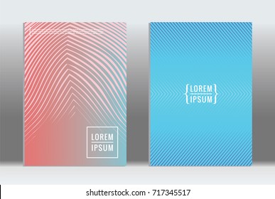 Minimal geometric cover. Vector abstract line pattern for poster design. Set of templates for business brochures. 2d prints for banner background. Graphic pattern for annual album backdrop.