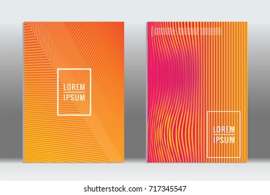 Minimal geometric cover. Vector abstract line pattern for poster design. Set of templates for business brochures. 2d prints for banner background. Graphic pattern for annual album backdrop.