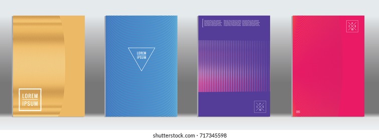 Minimal geometric cover. Vector abstract line pattern for poster design. Set of templates for business brochures. 2d prints for banner background. Graphic pattern for annual album backdrop.