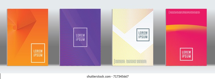 Minimal geometric cover. Vector abstract line pattern for poster design. Set of templates for business brochures. 2d prints for banner background. Graphic pattern for annual album backdrop.