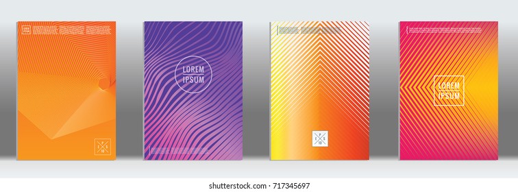 Minimal geometric cover. Vector abstract line pattern for poster design. Set of templates for business brochures. 2d prints for banner background. Graphic pattern for annual album backdrop.