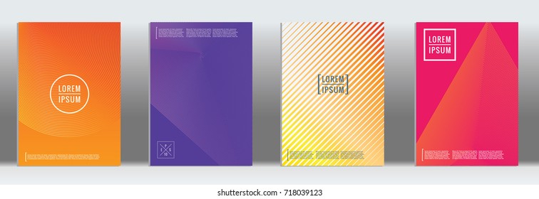 Minimal geometric cover. Vector abstract line pattern for poster design. Set of templates for business brochures. 2d prints for banner background. Graphic pattern for annual album backdrop.