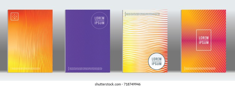 Minimal geometric cover. Vector abstract line pattern for poster design. Set of templates for business brochures. 2d prints for banner background. Graphic pattern for annual album backdrop.