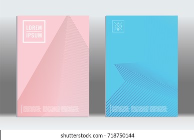 Minimal geometric cover. Vector abstract line pattern for poster design. Set of templates for business brochures. 2d prints for banner background. Graphic pattern for annual album backdrop.